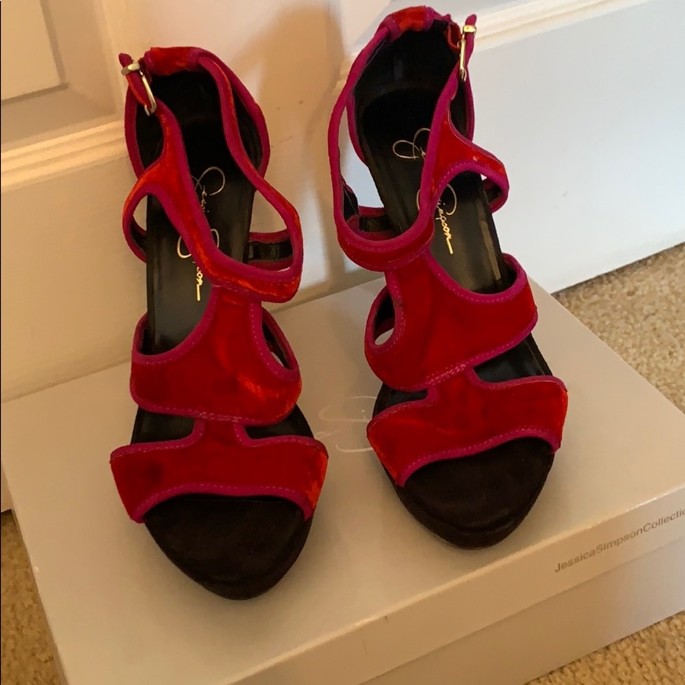 Red velvet Jessica Simpson heels
